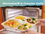 50 Pack 5 Compartment Disposable Paper Plates, 11" x 8" Compostable Bagasse School Lunch Tray, V1259-DP01-A-896