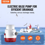 Bilge Pump, 3000GPH Automatic Submersible Boat Bilge Water Pump with Float Switch, 40 mm Outlet V952-CDB3700GPH00T37E4V9