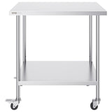 Stainless Steel Work Table 30 x 18 x 38 Inch, with 4 Wheels, 3 Adjustable Height Levels, Heavy Duty V952-CFBXGGZTLCDJB9CR8V0