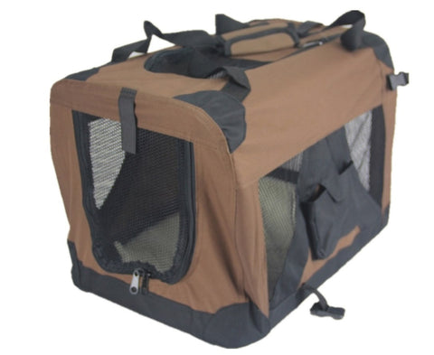 YES4PETS Small Portable Foldable Dog Cat Puppy Soft Crate Cage-Brown V278-SC-S_BROWN