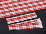 2 pcs Set Perforated Opaque Curtains With 2 Tiebacks Plaid Pattern Window Decoration For Bedroom V1188-MS-227-1227