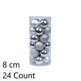 24Pcs Plastic Electroplated Xmas Decor Spheres, Silver 8cm Shiny Baubles to Embellish Christmas Tree V1221-XM-LB4804-ZS118