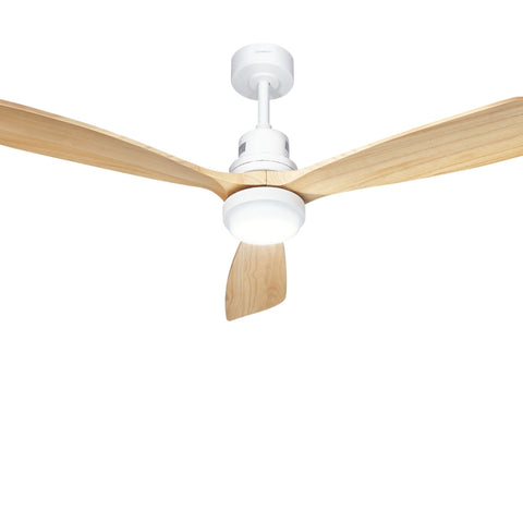 Devanti 52'' Ceiling Fan AC Motor LED Light Remote - Light Wood CF-B-52-331C-DW