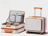 Orange and white Front Opening Carry On Luggage 18 Inch - Lightweight Hard Shell Suitcase with V888-ELOSUNG47217