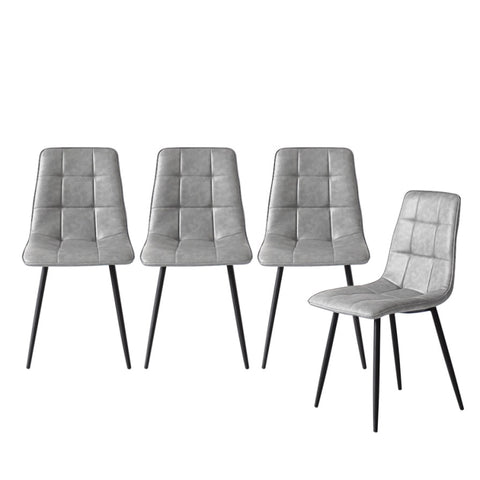 Levede 4x Dining Chairs Kitchen Chair Grey Faux Leather CH1057-PU-4-GY