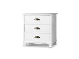Artiss Bedside Table 3 Drawers Vintage - THYME White ST-CAB-B-3D-WH