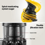 Devanti Slow Juicer Cold Press Fruit Juice Extractor 130W Black SJ-C-01-BK