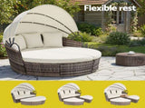 Gardeon Outdoor Day Bed Sun Lounge Setting Wicker Lounger Furniture Patio Beige Set of 3 ODF-SUNBED-180-BE-ABC