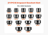 3/4 in Drive Impact Socket Set, 21 Pieces SAE 3/4 in to 2 in, 6 Point Cr-V Alloy Steel for Auto V952-CJ1CRV2134SAERCDUV0