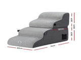 i.Pet Dog Stairs and Bed 2-in-1 Sofa Car Foam Non-Slip Washable Pet Stairs Indoor Grey FDR-D-FOAM-4T-2IN1-GR