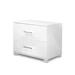 Artiss Bedside Table 2 Drawers High Gloss - White FURNI-GLOSS-SIDE-WH