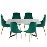 Marbleous Green Velvet Dining Set V264-DNT-413C-WHE-DNC-414V-GRN-6
