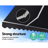 Instahut Retractable Folding Arm Awning Manual Sunshade 5Mx3M Grey AWN-B-ARM-50X30-GREY