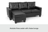 Sarantino Corner Sofa Lounge Couch with Chaise - Black SFA-ASA-JOM-BK