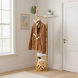Clothes Coat Rack Garment Stand Shelf Wooden Tree Hanger Bag Hat Hook Holder V63-836771