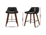 Artiss 2x Bar Stools PU Seat Wooden BA-TW-8206-BKX2