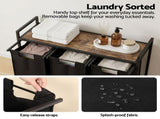 Artiss Laundry Basket with 3 Pull-out Bags Metal Frame Black LBH-BATH-3B-BK