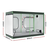 Green Fingers Grow Tent Kits 300x150x200cm Hydroponics Indoor Plant Grow System GT-D-300X150X200-BK