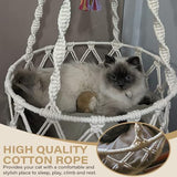 Cat Swing, 49 Inch Hanging Cat Bed with Cotton Mat, Boho Style with Tassel, Space Saving V1107-135-69183