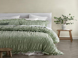 Vintage Design Homewares Haven Sage Washed Cotton Ruched Quilt Cover Set Single V442-HIN-QUILTCS-HAVEN-SAGE-SB