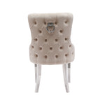 Lyon 2X Dining Chair Beige Velvet STAINLESS Legs V43-DC-LYN