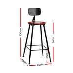 Artiss 2x Bar Stools Vintage Metal Chairs LC-BAR-CHR-ALEX-WALX2