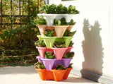 White 3-Tier Stackable Strawberry & Vegetable Planter with Mobile Wheel Tray - Space-Saving Vertical V888-ELOSUNG42002