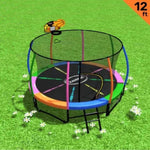 Kahuna Trampoline 12 ft with Basketball Set - Rainbow TRA-KAH-12-RB-BB