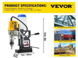 Magnetic Drill, 1100W 1.57" Boring Diameter, 2697lbf/12000N Portable Electric Mag Drill Press with 7 V952-JBLJC6PCS220VYTT5V3