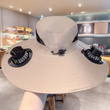 solar fan hat, solar powered hat, outdoor hat with fan, UV protection hat, wide brim hat, summer hat V1102-DSZ-001-123-WHT-7