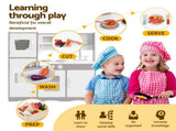 Keezi Kids Play Kitchen Pretend Toy Kitchen With Wooden Play Food Set PLAY-WOOD-MODERN-3IN1