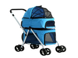 i.Pet Pet Stroller Dog Pram Large Cat Carrier Travel Foldable 4 Wheels Double PET-STROLLER-2T-BL