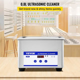 VEVOR 0.8L Professional Ultrasonic Cleaner 304 Stainless Steel Digital Lab Ultrasonic Cleaner with V952-QXJ0.8LCSB0000001V3