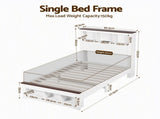 Artiss Single Bed Frame with Storage Bookcase Headboard and Footboard, White WBED-F-LYMES-S-WH-AB