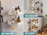 2 Pack Shower Caddy Suction Cup, Heavy-Duty Bathroom Organizer, Removable Shelves for Inside Shower, V1189-LC-AMZ-00260