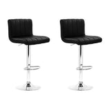 Artiss 2x Bar Stools Gas Lift Leather Chairs Black BA-K-1185-BKX2