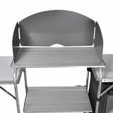 Aluminium Foldable Camping Cooking Kitchen Picnic Cupboard Bench Table Windshield V610-CAMPKIT011