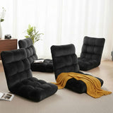 Artiss 4X Lounge Sofa Bed Flannel Fabric Black FLOOR-SBL-M193-S-BKX4
