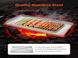Stainless Steel Griddle, 32x16 inch Universal Flat Top Rectangular Plate, Gas Grill Griddle for BBQ V952-DCJPBXG3217INLUP8V0