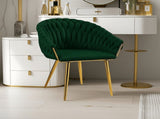SERENIT Emerald Green Modern Velvet Dining Chairs, Upholstered Living Room Chair with Woven Back V255-SE-GP1801-DC-EGREEN