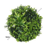 Slimline Flowering White Artificial Green Wall Disc UV Resistant 75cm V637-DP8880022