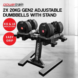 Powertrain Gen2 40kg Home Gym Adjustable Dumbbell Set with Pro Stand DMB-BF4-020-2S