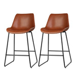 Artiss Bar Stools Kitchen Counter Barstools Leather Metal Chairs Brown x2 BA-TW-8068-BRX2