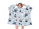 Snowman Oversized Wearable Blanket Hoodie - Ultra Soft & Cozy Snuggle Pullover for Adults V888-ELOSUNG33509