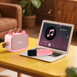 Mini Karaoke Machine - Portable MP3 Player with 2 Wireless Mics Toys & Gifts Pink V1263-JX-6967-2