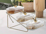 Fashion Three-Tier Covered Snack and Fruit Tray - Sturdy Metal Frame, Nordic Design, Suitable for V1102-DCLSGP001