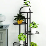 SOGA 8 Tier 9 Pots Black Metal Plant Stand Flowerpot Display Shelf Rack Indoor Home Office Decor FPOTH06