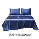Soft Solid Matte Satin Hotel Style 4 Piece Set Full Size with Deep Pocket Fitted Flat V1366-AZ2-W-14731