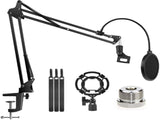 Microphone Radio Broadcasting Stand with 3/8"to 5/8" Screw Adapter and Windscreen Pop Filter V178-14766