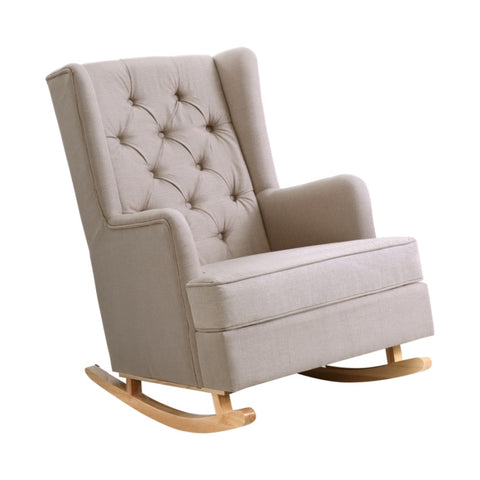 Artiss Rocking Chair Armchair Linen Fabric Beige Gaia UPHO-C-AVAN-KD-BG-AB